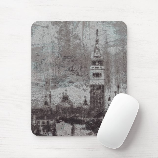 Italien Taupe och Cyan Distress Skyline Venice Musmatta (Med mus)