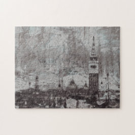 Italien Taupe och Cyan Distress Skyline Venice Pussel