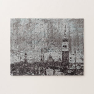 Italien Taupe och Cyan Distress Skyline Venice Pussel