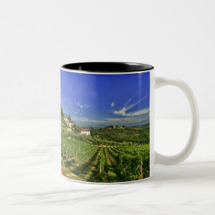 Italien, Toscana, Greve. Castellos vingårdar Två-Tonad Mugg