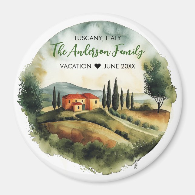 Italien Toscana illustration av vattenfärg Magnet (Framsidan)