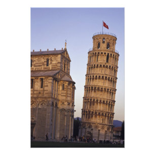 Italien, Toscana, Pisa Lutande tornet i Pisa och Fototryck