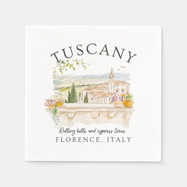 Italien Toskana - Florence Backe & Cypress Träd Pappersservett (Framsidan)