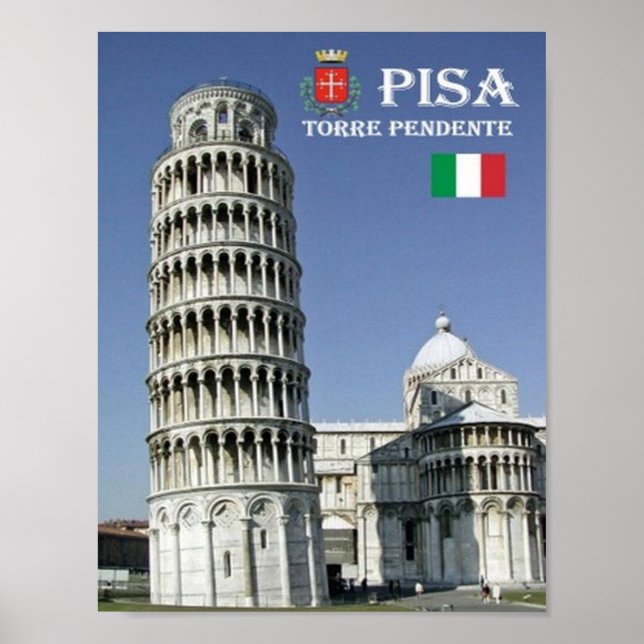 Italien - Toskana - Pisa - Leende Torn - Poster (Framsidan)