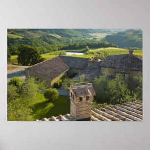 Italien, Toskana. Roofop-synen på villan Poster