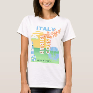 Italien Travel Art, Amalfi Kusten, Preppy, Blue T Shirt
