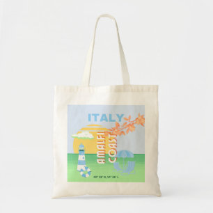 Italien Travel Art, Amalfi Kusten, Preppy, Blue Tygkasse