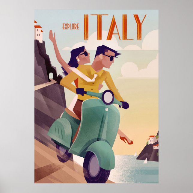 Italien Travel Art Explore Poster (Framsidan)