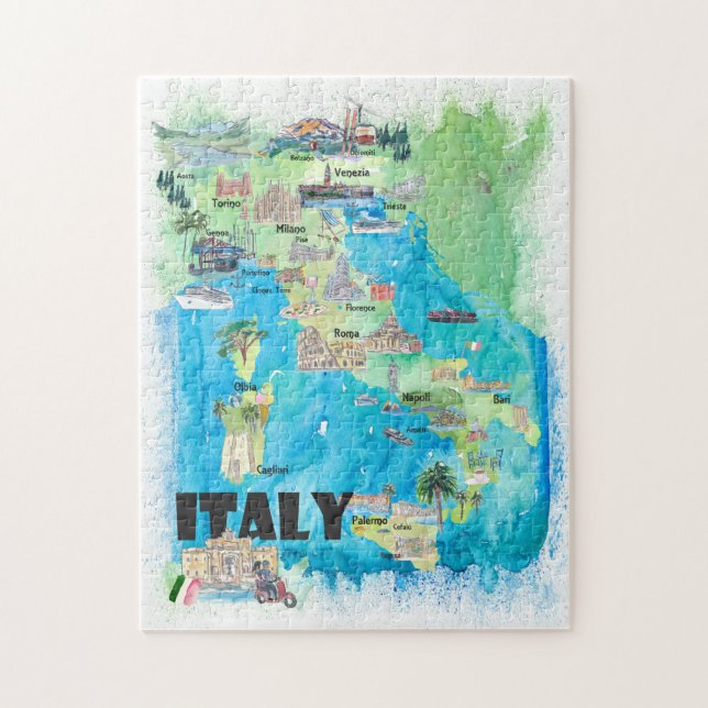 Italien Travel Karta Pussel (Vertikal)