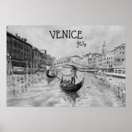 Italien Travel - VENICE Black and white souvenir Poster