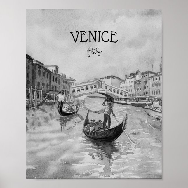 Italien Travel - VENICE Black and white souvenir Poster (Framsidan)