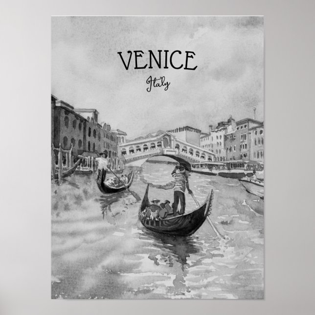 Italien Travel - VENICE Black and white souvenir Poster (Framsidan)