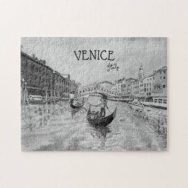 Italien Travel - VENICE Black and white souvenir Pussel