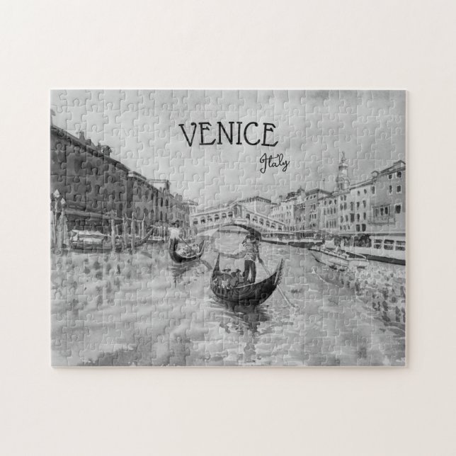 Italien Travel - VENICE Black and white souvenir Pussel (Horisontell)