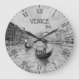 Italien Travel - VENICE Black and white souvenir  Stor Klocka