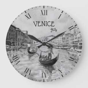 Italien Travel - VENICE Black and white souvenir  Stor Klocka