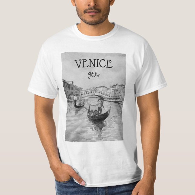 Italien Travel - VENICE Black and white souvenir T Shirt (Framsida)