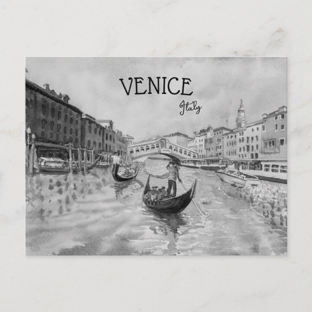 Italien Travel - VENICE Black and white souvenir Vykort (Framsida)
