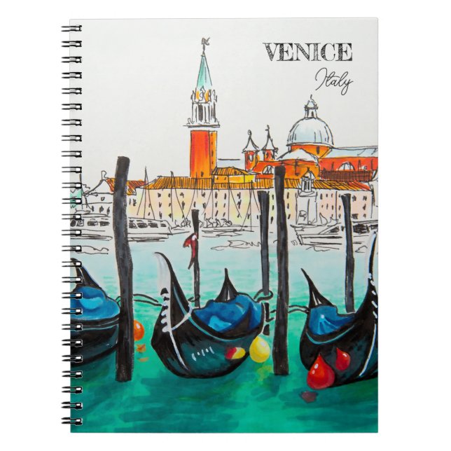 Italien Travel - VENICE vattenfärgssouvenir Anteckningsbok (Framsidan)