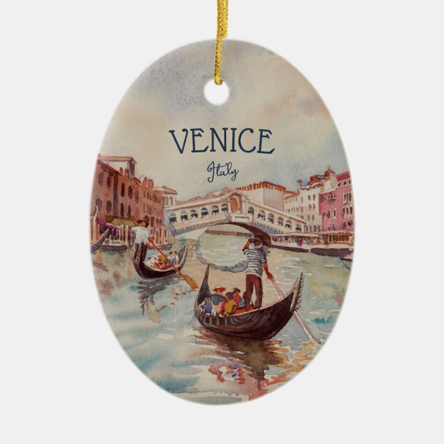 Italien Travel - VENICE vattenfärgssouvenir Julgransprydnad Keramik (Framsidan)
