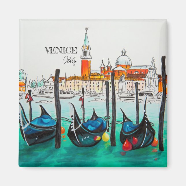 Italien Travel - VENICE vattenfärgssouvenir Magnet (Framsidan)