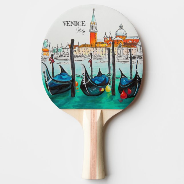 Italien Travel - VENICE vattenfärgssouvenir Pingisracket (Framsidan)