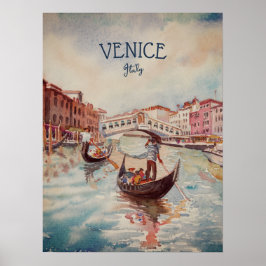 Italien Travel - VENICE vattenfärgssouvenir Poster