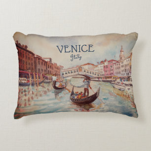 Italien Travel - VENICE vattenfärgssouvenir Prydnadskudde