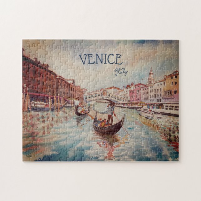 Italien Travel - VENICE vattenfärgssouvenir Pussel (Horisontell)