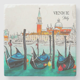 Italien Travel - VENICE vattenfärgssouvenir Stenunderlägg
