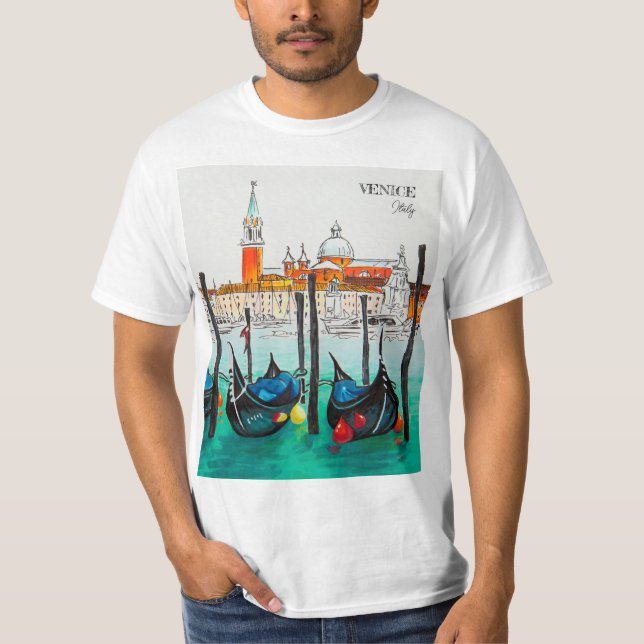 Italien Travel - VENICE vattenfärgssouvenir T Shirt (Framsida)