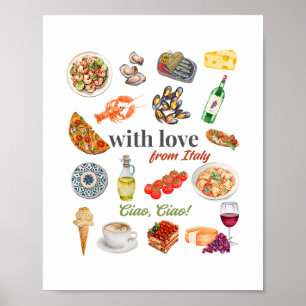 Italien Turist Semester Italiensk Mat Havsmat Rom Poster