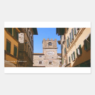 Italien Tuscany Cortona. Town Hall. Rektangulärt Klistermärke