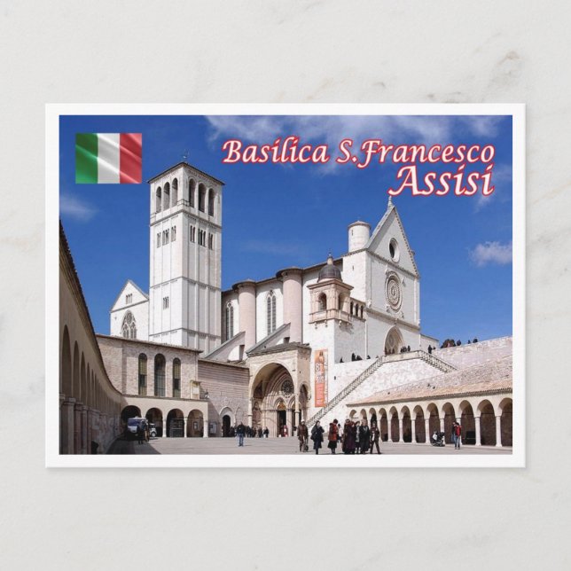Italien - Umbrien - Assisi - Basilica San Francesc Vykort (Framsida)