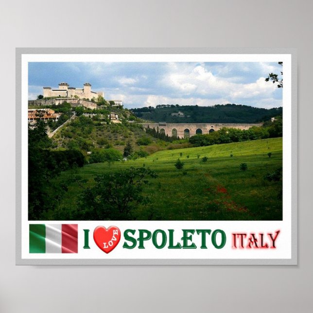 Italien - Umbrien - Spoleto - I Kärlek - Poster (Framsidan)