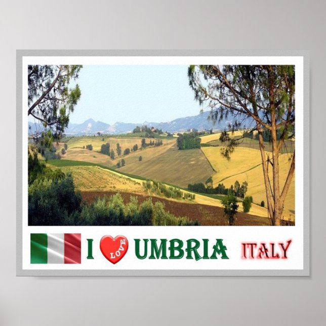 Italien - Umbrien - typiskt Umbriskt liggande - Poster (Framsidan)