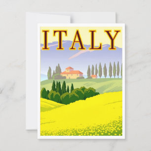 Italien Vår Fält Retro Inspired Vykort