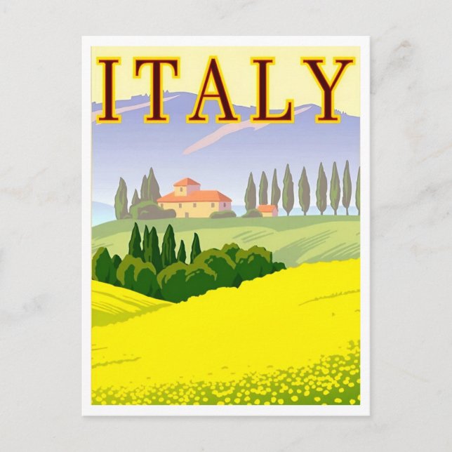 Italien Vår Fält Retro Inspired Vykort (Framsida)