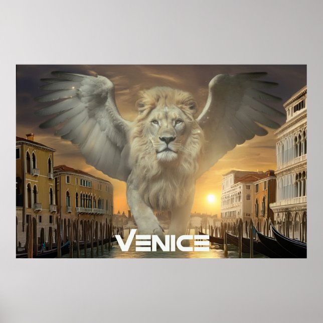 ITALIEN - VENEDIG - BEVINGAD LEJON POSTER (Framsidan)