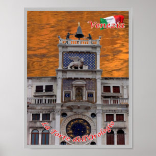 Italien - Venedig - Clock Torn - Poster