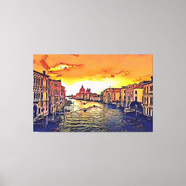 Italien Venedig Grand Canal Digital Art Painting Canvastryck (Framsida)