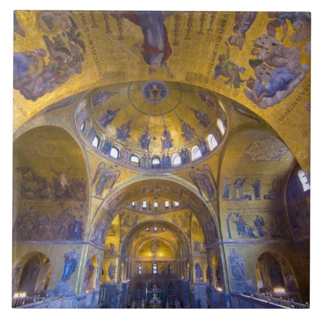Italien, Venedig. Interiör av Markuskyrkan. Kakelplatta (Framsidan)