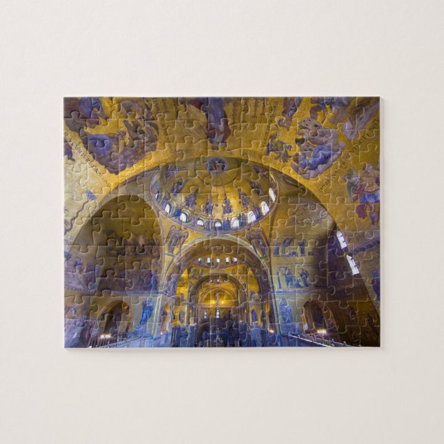 Italien, Venedig. Interiör av Markuskyrkan. Pussel (Horisontell)