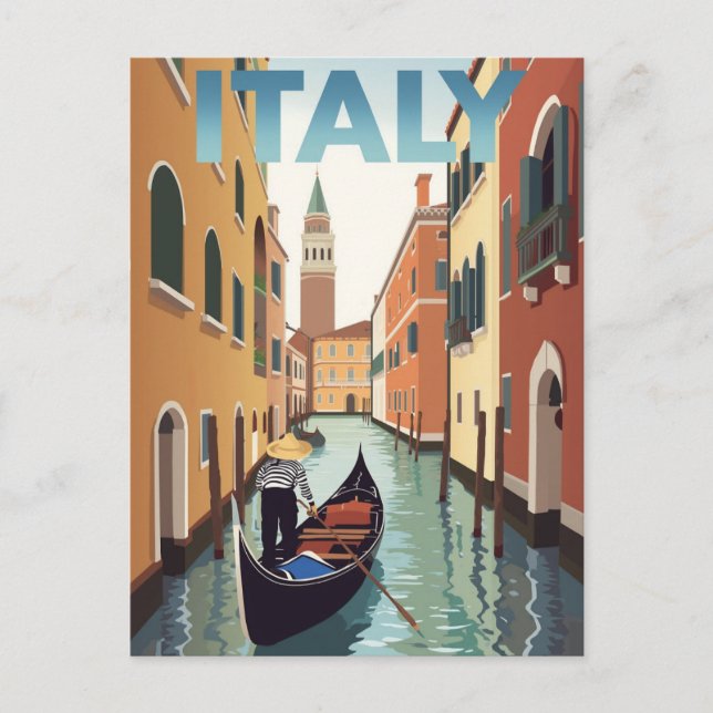 Italien Venedig Kanal Gondolutflyttning Vykort (Framsida)