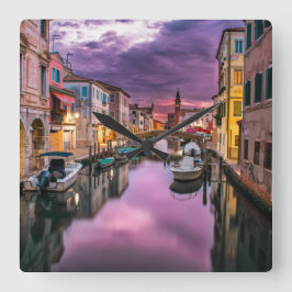 Italien Venedig-kanalen, krylväggslås Fyrkantig Klocka