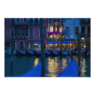 Italien, Venedig, Nattvy längs Grand Canal Fototryck
