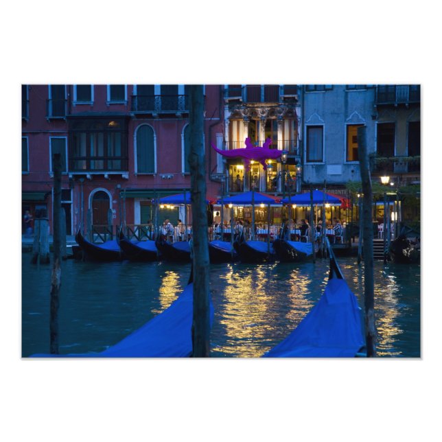 Italien, Venedig, Nattvy längs Grand Grand Fototryck (Framsidan)