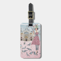 Italien Venedig reser rosa grått-duvor flicka teck