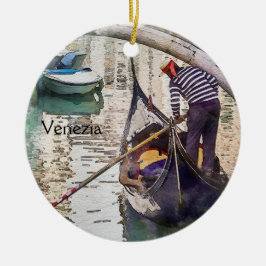 Italien Venetian Gondola Venice Julgransprydnad Keramik