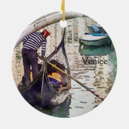 Italien Venetian Gondola Venice Julgransprydnad Keramik